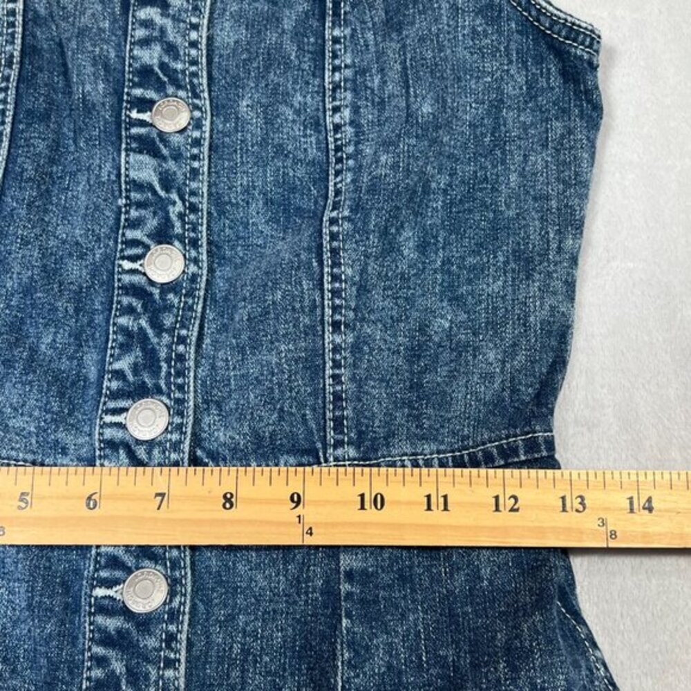 Jordache Vtg Dress Womens XS Blue Jean‎ Denim Button Front Mini Dark Acid Wash - Picture 7 of 8